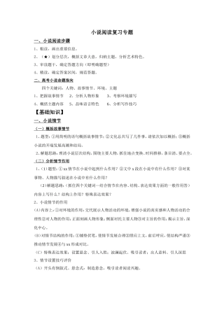 小说阅读复习专题