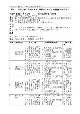 水平二三年级下学期掷实心球