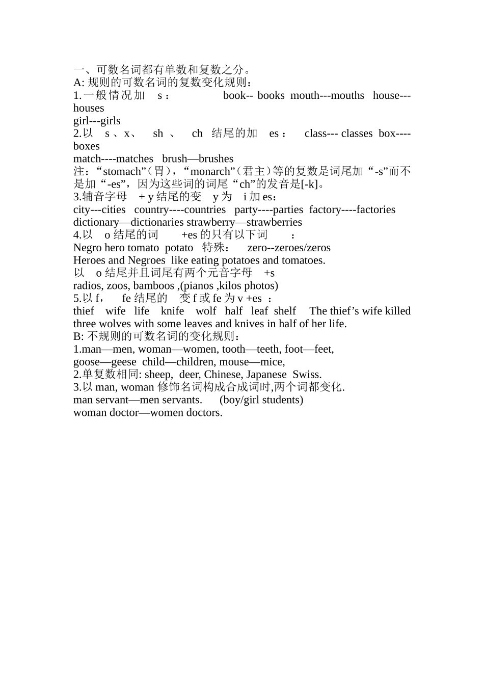 名词单复数变化规则_第1页