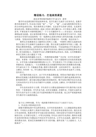 精设练习，打造高效课堂赵文生