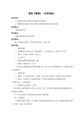 诗歌《春雨》舒楠晋中市第一幼儿园