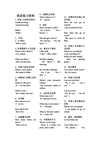 小学复习资料——句型