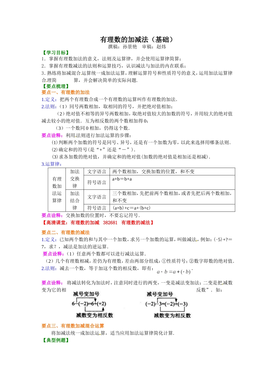 有理数的加减法（基础）知识讲解_第1页