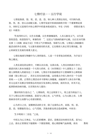 七情疗法--五行学说