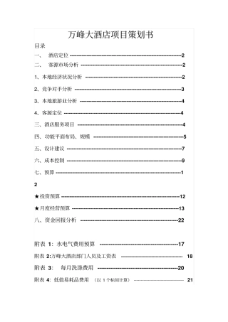 万峰大酒店项目策划书