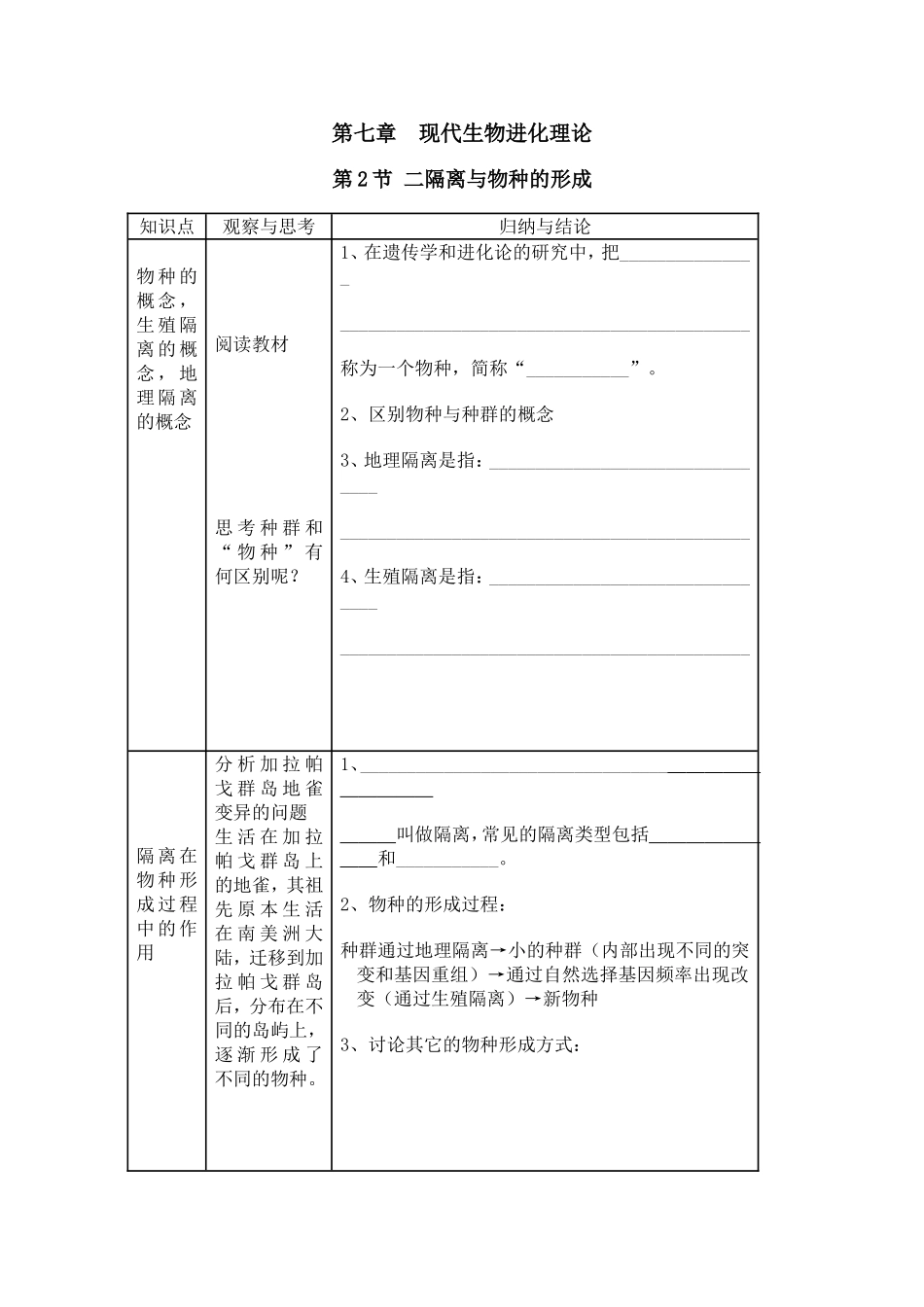 二隔离与物种的形成_第1页