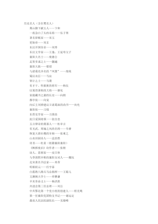 历代襄阳名人及有关诗词歌赋