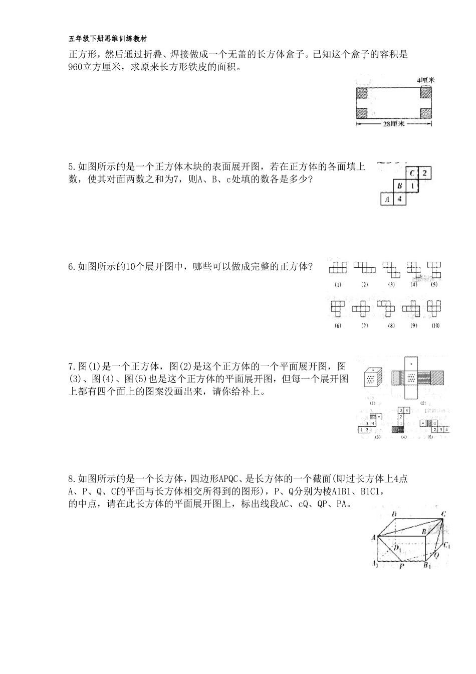 五年级下数学思维训练教材_第2页