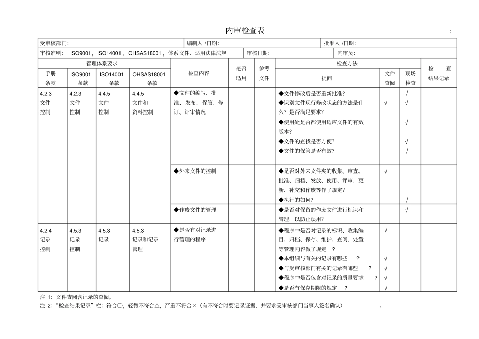 三体系内审检查表按标准条项仔细版_第3页