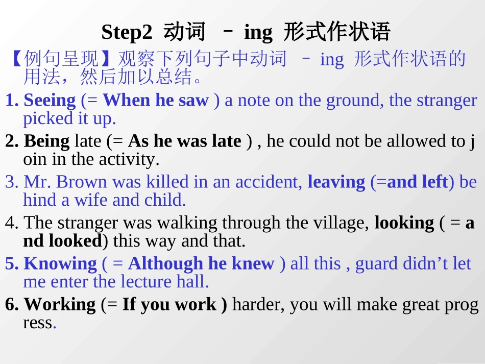高一英语课件-动词的ing形式做状语_第3页