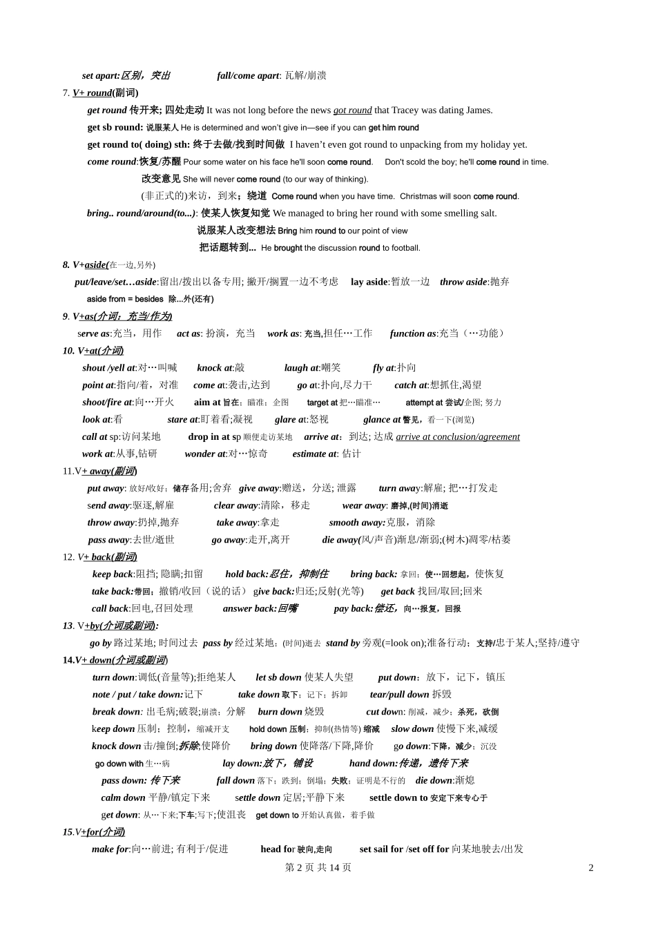 高中英语重要动词短语及其他短语归类_第2页