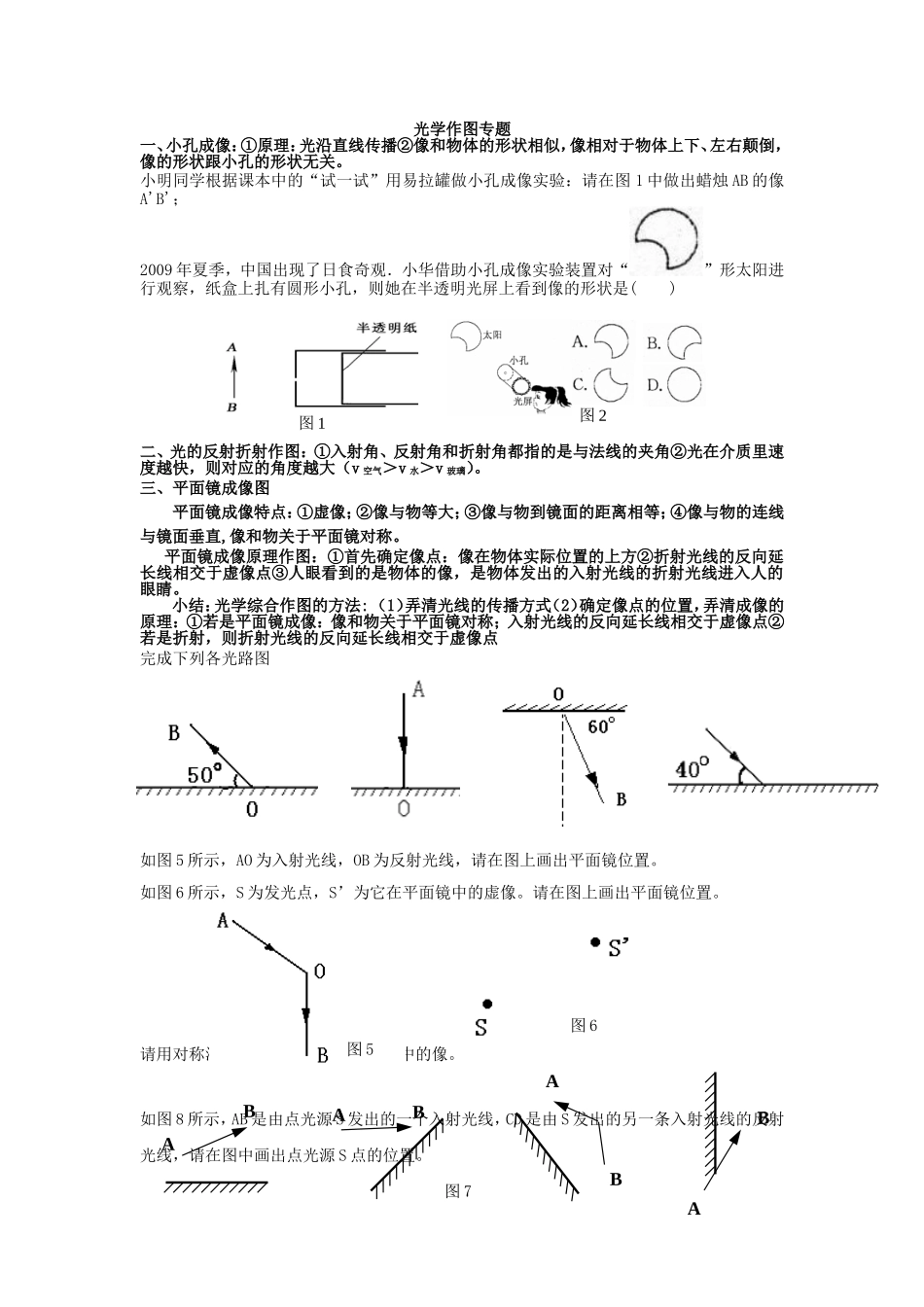 初中物理光学作图专题_第1页