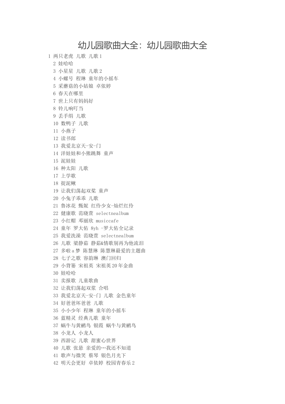 幼儿园歌曲大全：幼儿园歌曲大全_第1页