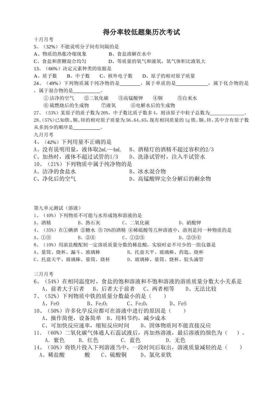 最全最完整初三化学易错题集_第1页