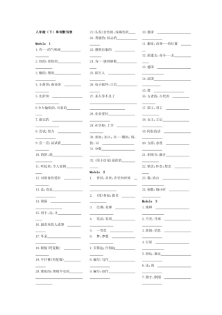 八年级（下）单词默写表