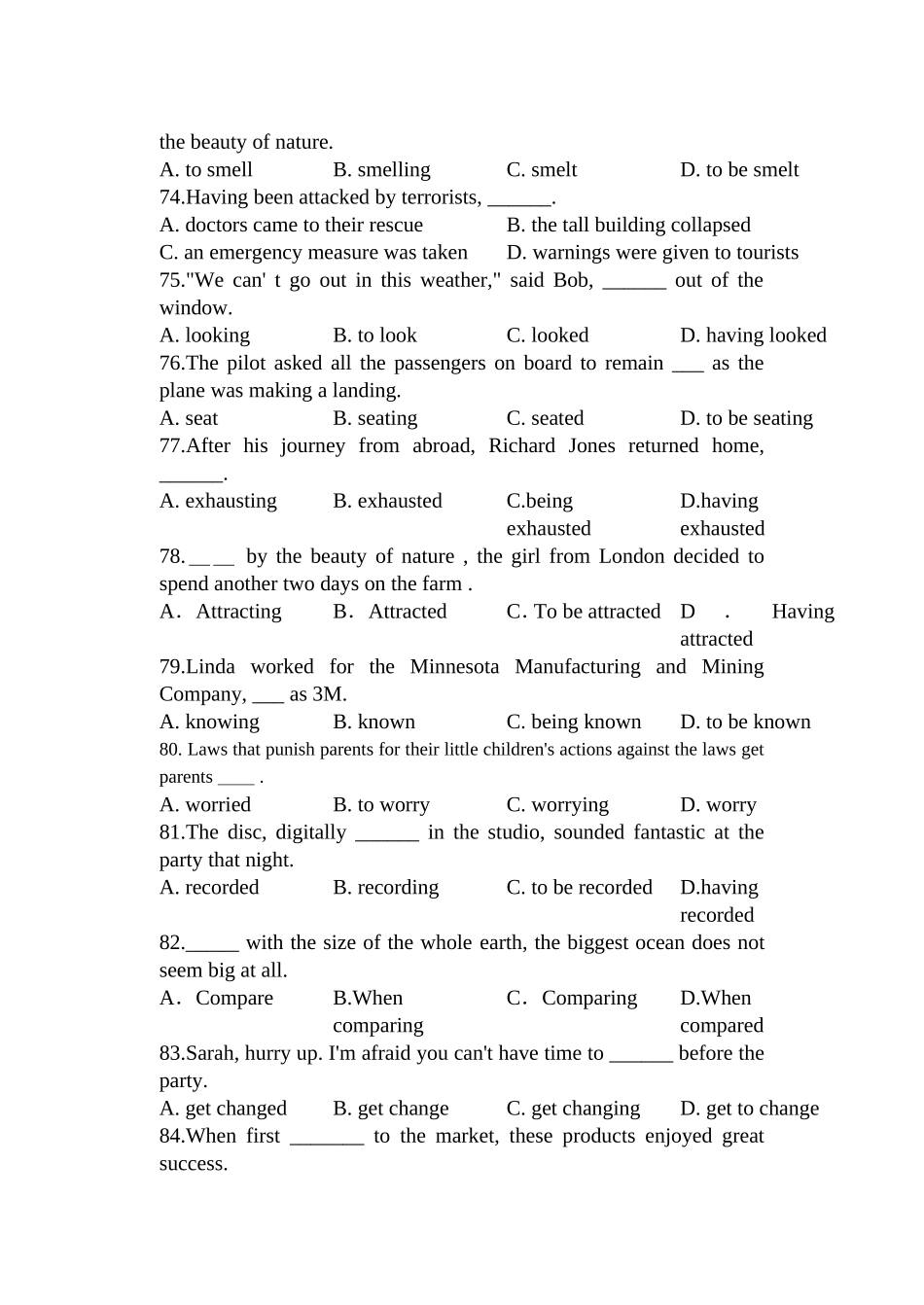 非谓语动词练习二_第3页