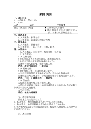 幼儿来园、离园