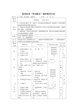 篮球战术“传切配合”教学计划