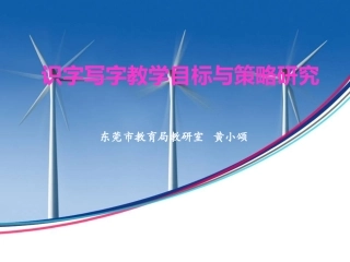识字写字教学目标与策略研究