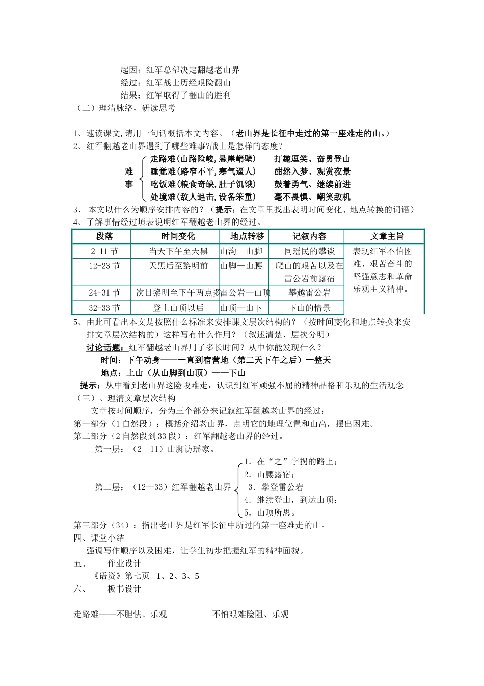 老山界教学设计_第2页