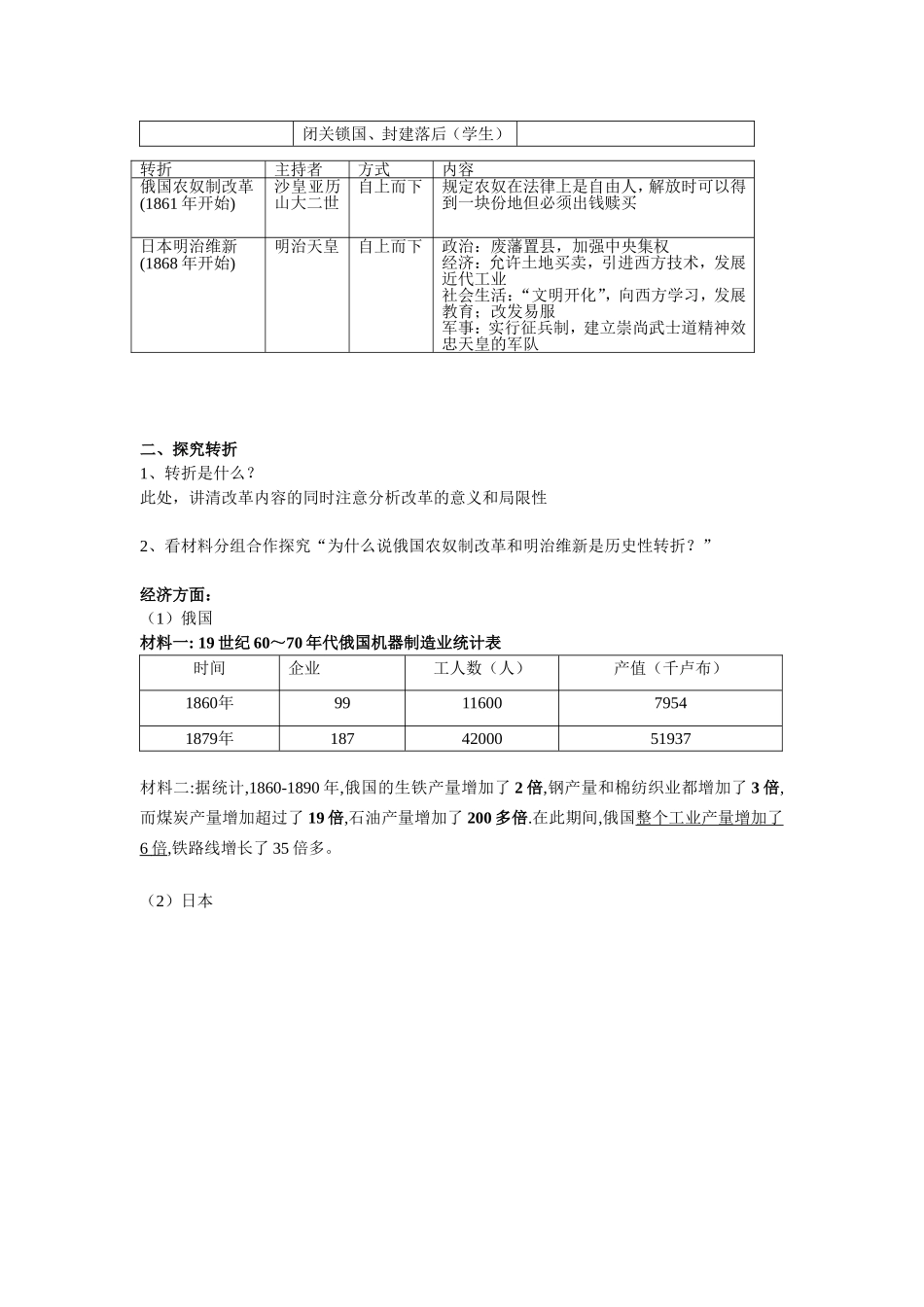 俄国、日本历史转折教学设计_第3页
