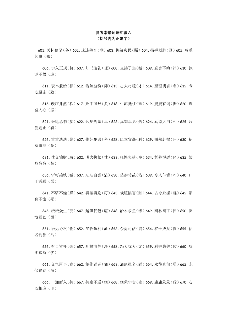 易考常错词语汇编六_第1页