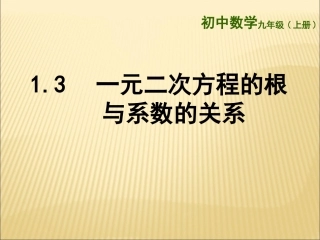 九数一元二次方程的根与系数的关系课件