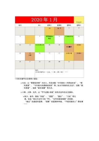 2020年新媒体营销日历