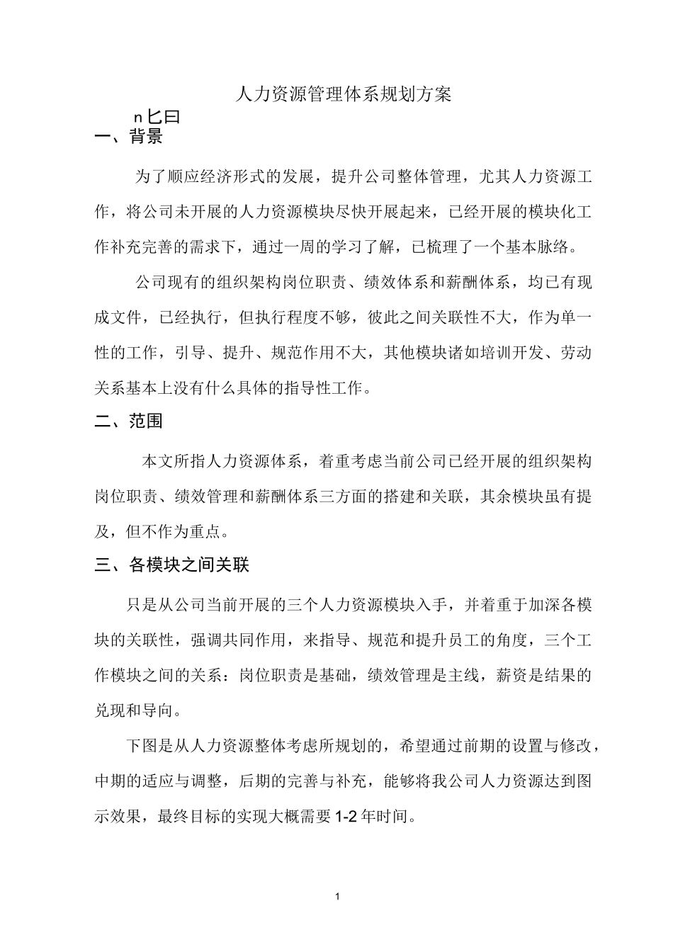 人力资源管理体系规划方案_第1页