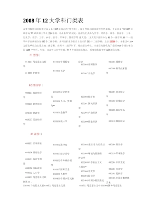12大学科门类表