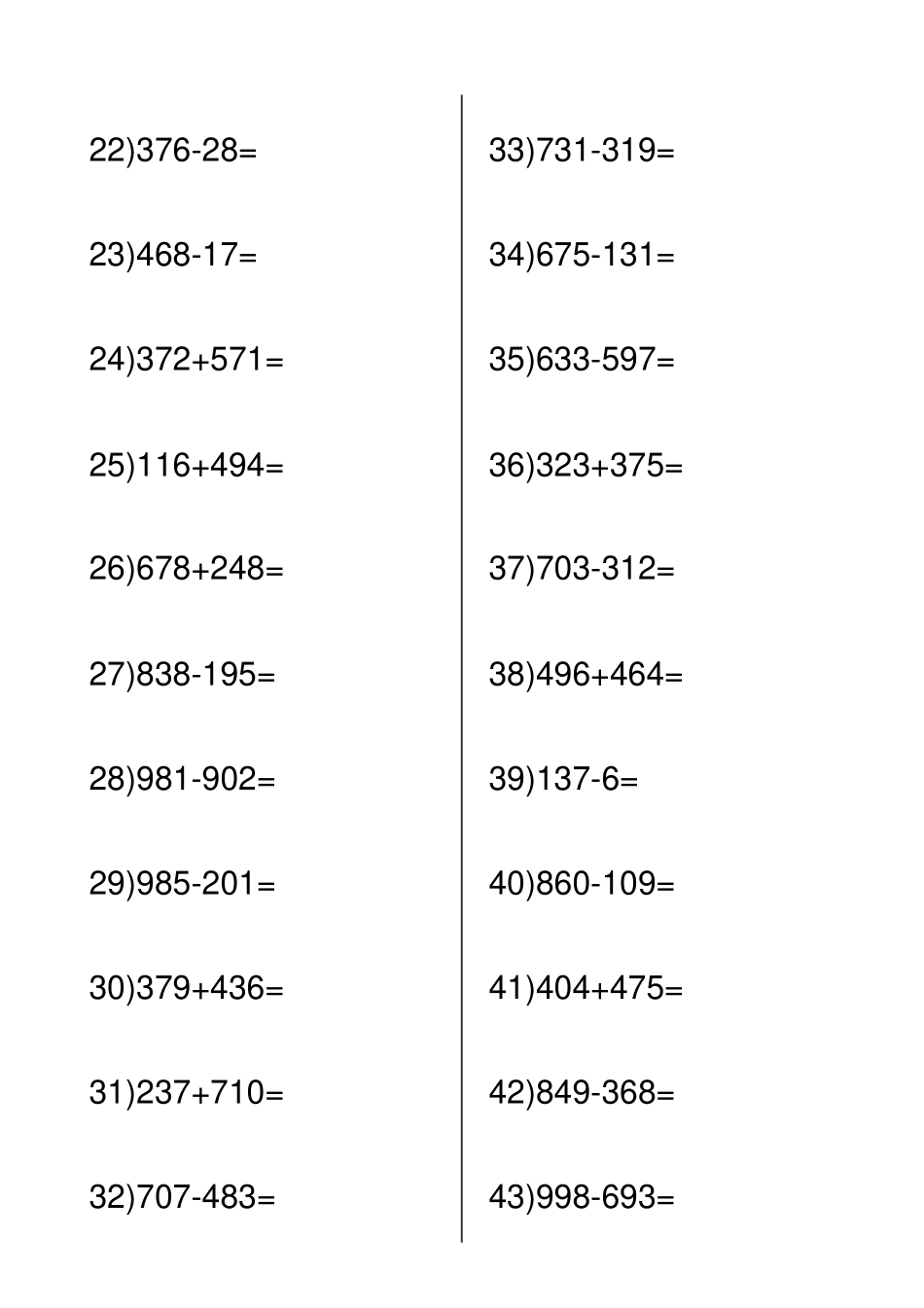 三年级数学加减法口算100道_第2页