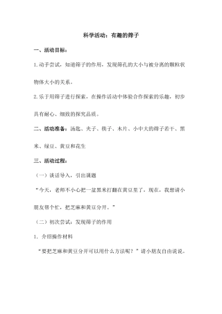 科学活动：有趣的筛子