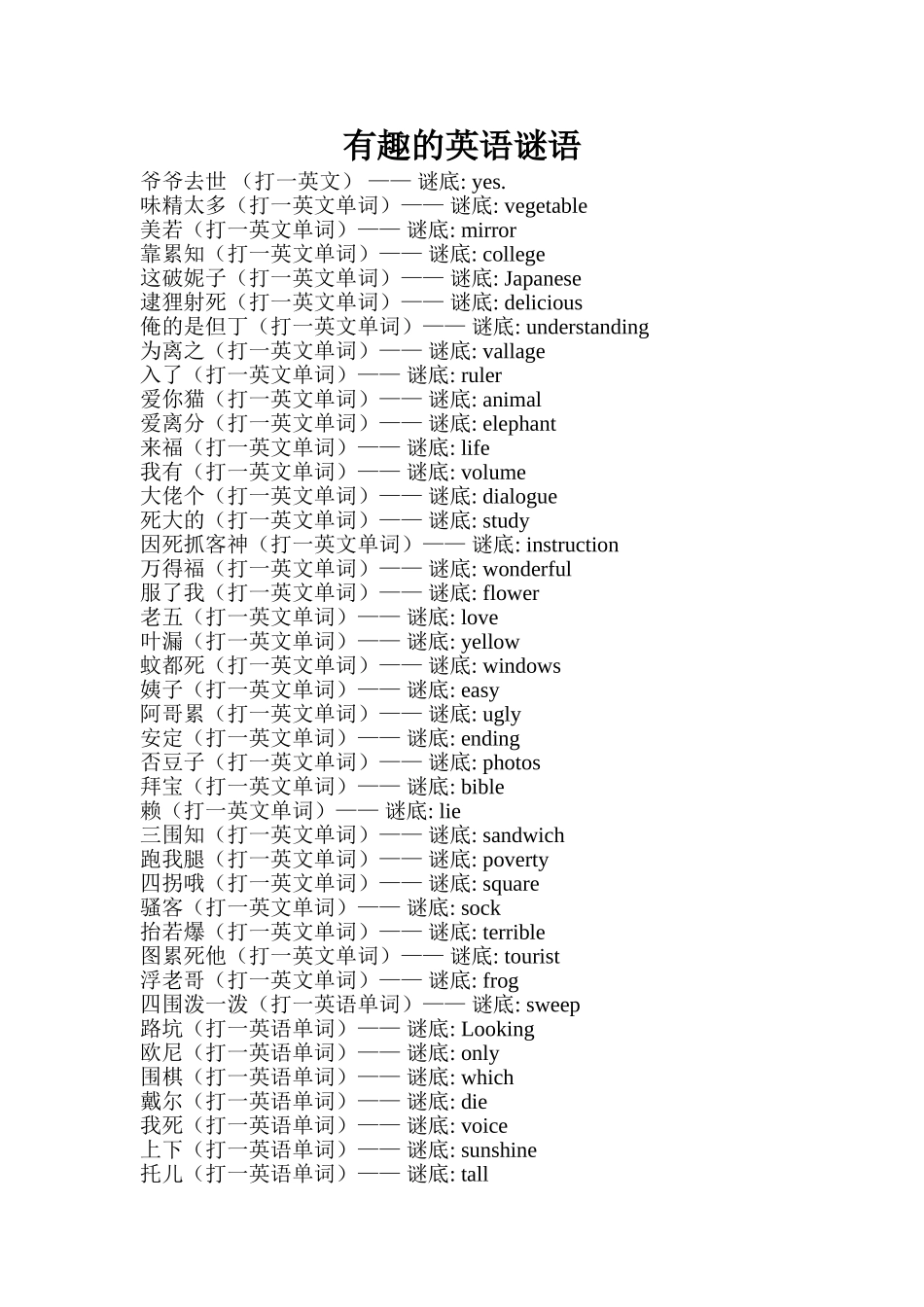 有趣的英语谜语_第1页
