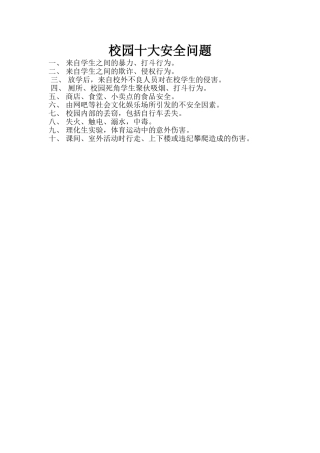 校园十大安全问题