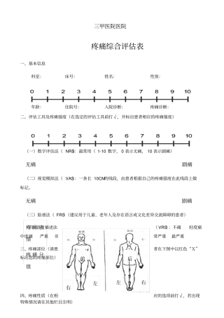 三甲医院疼痛评价表