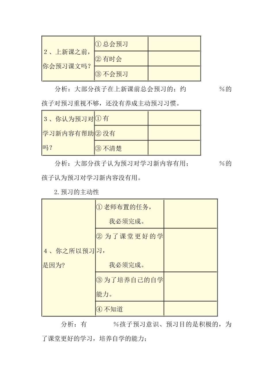 小学语文课前预习情况调查报告_第3页