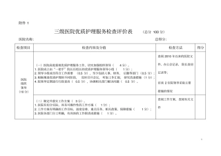 三级医院优质护理服务检查评价表