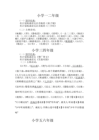 各年级经典诵读篇目