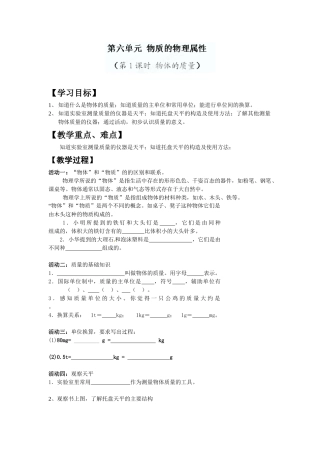 物体的质量教案