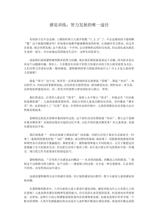 感觉训练：智力发展的唯一途径