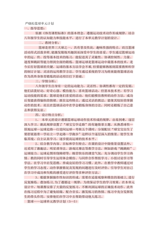 严晓松篮球单元计划