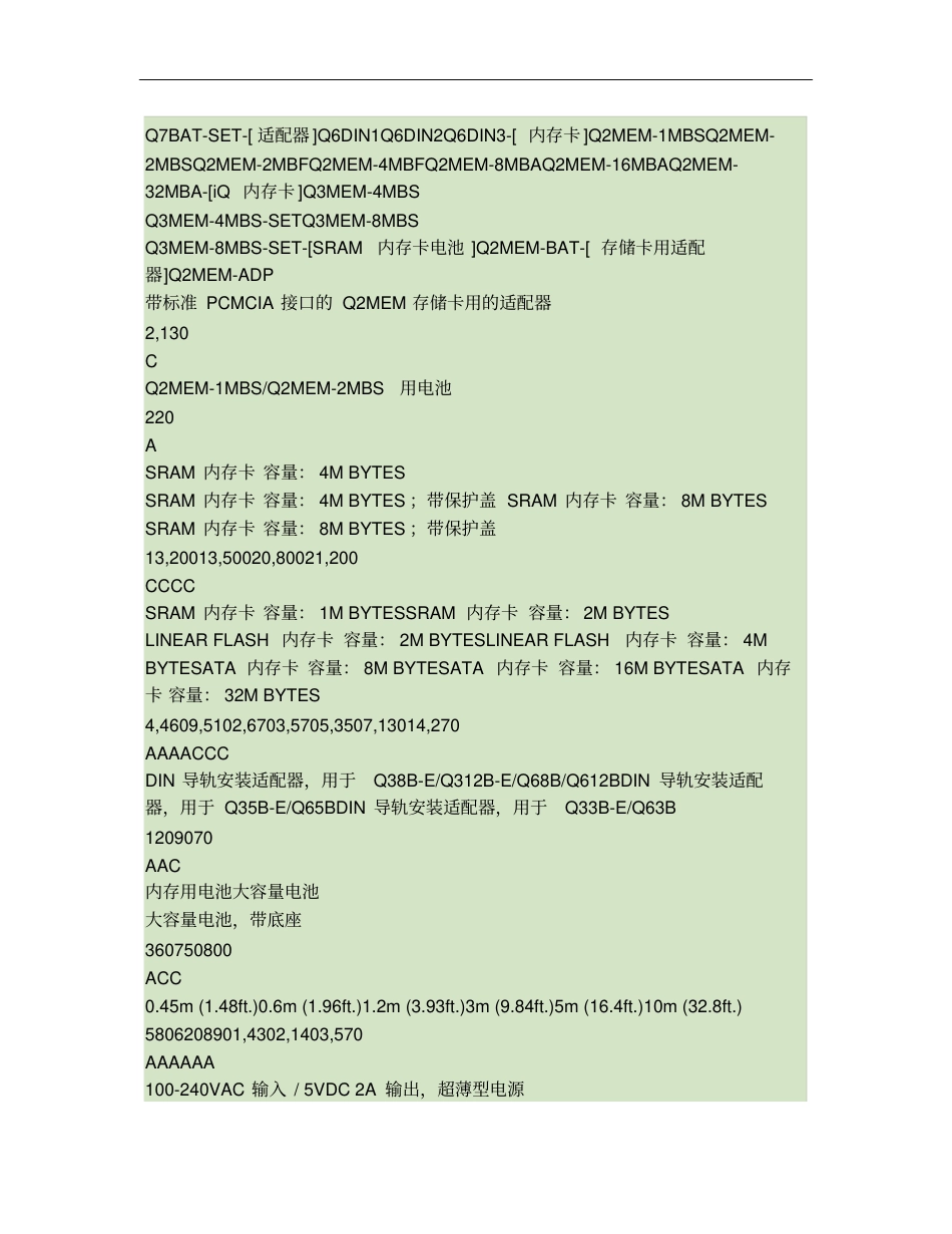 三菱Q系列PLC新面价表概要_第3页
