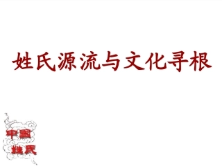 姓氏源流与文化寻根(吴慧琳)