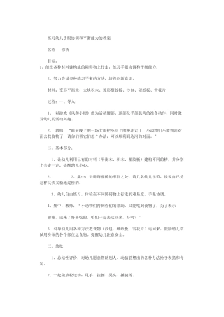 练习幼儿手眼协调和平衡能力的教案