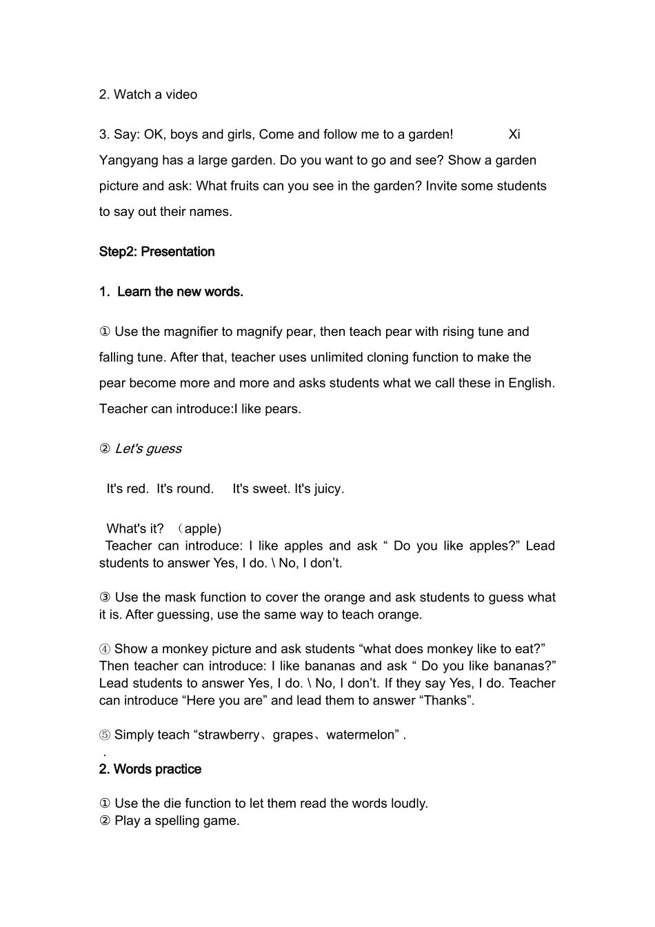 PEP三上doyoulikepears教案_第2页