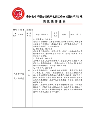 老人与海鸥观课议课表
