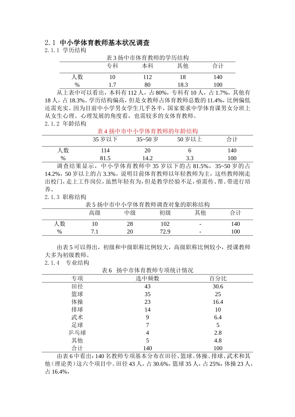 扬中市小学体育教师队伍现状调查与分析_第2页