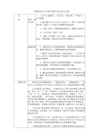 六上第七单元单元目标
