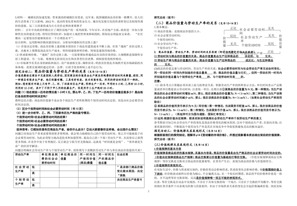 丁勇新课教案教师版-多变的价格_第2页