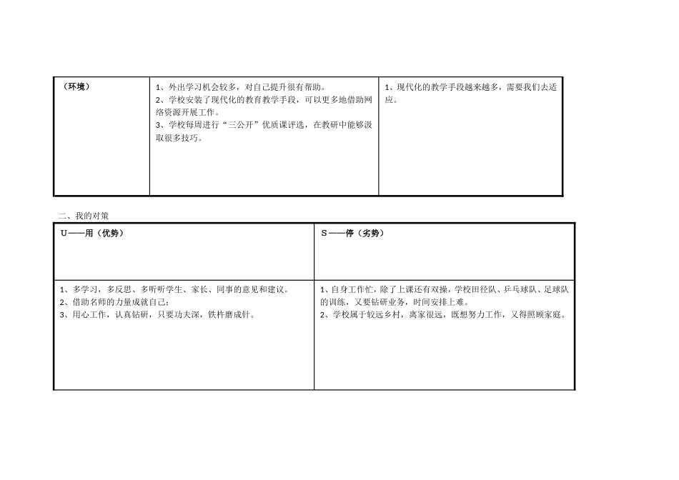 冯丽珍自我分析SWOT表_第2页